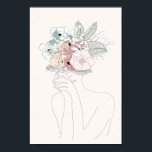 Frau mit Blumen Poster<br><div class="desc">Frau mit Blumen im Line art Stil. Erhellt und bezaubert jeden Raum .</div>