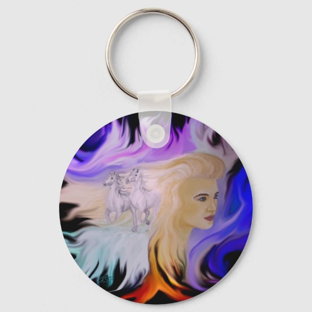 Frau mit Pferd Keychain (Front)