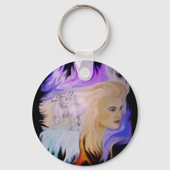 Frau mit Pferd Keychain (Front)