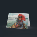 Fräulein Heck | Lovis Corinth Card<br><div class="desc">Fräulein Heck (1897) by Lovis Corinth (German, 1858–1925) depicts a woman seated gracefully on a boat, holding a vibrant red umbrella. Created in the late 19th century, Corinth’s expressive brushwork and attention to detail capture both the elegance of the figure and the subtle play of light on water. This vintage...</div>