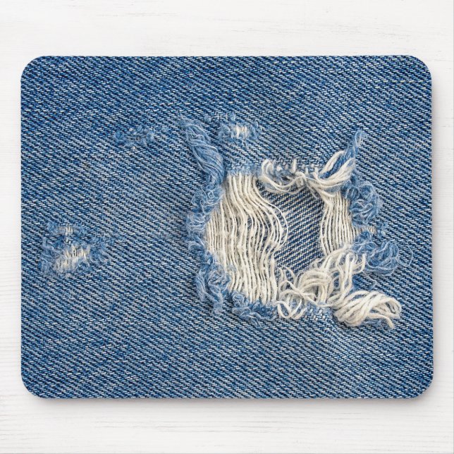 Frayed Blue Denim Mouse Pad (Front)