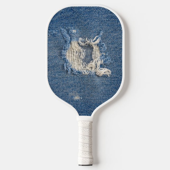 Frayed Blue Denim  Pickleball Paddle (Front)