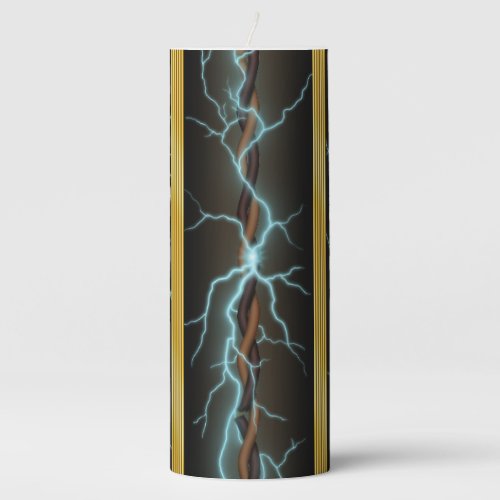 Frayed Electrical Wiring  Brass Stripes Pillar Candle