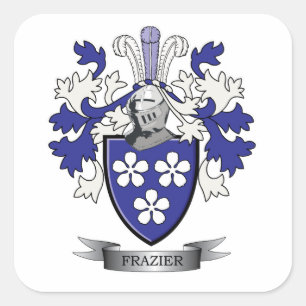 Frazier Family Crest Coat of Arms Square Sticker