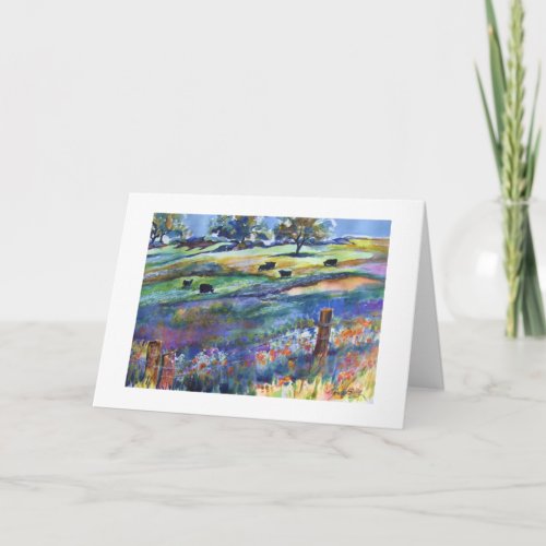 Frazier Valley Angus Original Greeting Watercolor Card