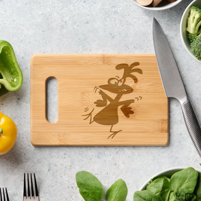 Frazzle Dazzle Crazy Chicken  Engraved Cutting Boa Engraved Cutting Board (Kitchen Counter)