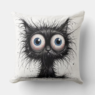 Frazzled Cat Throw Pillow