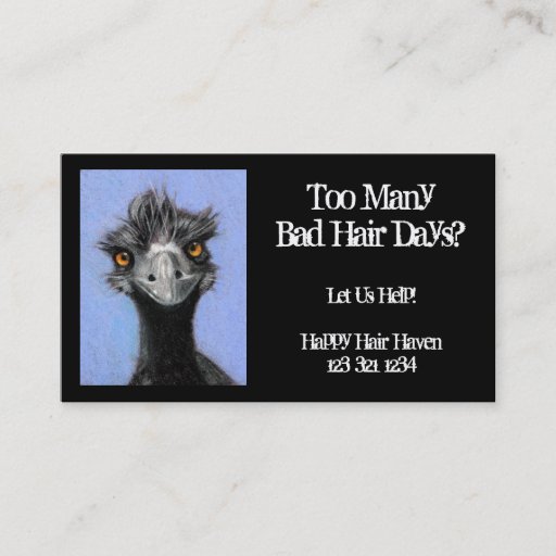 Customizable Frazzled Emu: Hair Business: Bad Hair Days Business Cards