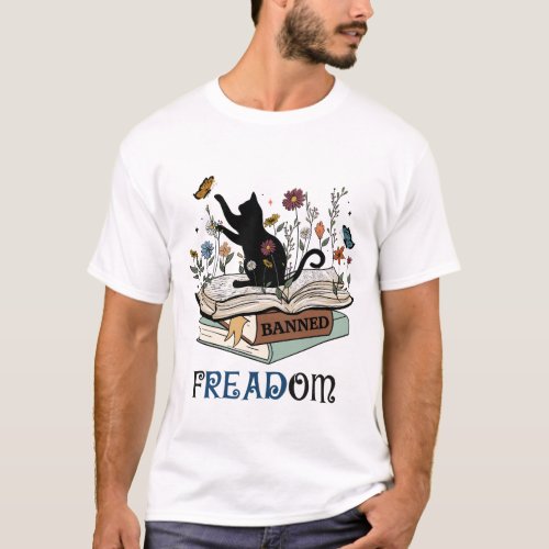 FREADOM _ Cats  Books _ I Read Banned Books  T_Shirt