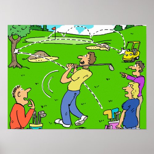 Freak Golf Shot Rebounds Poster