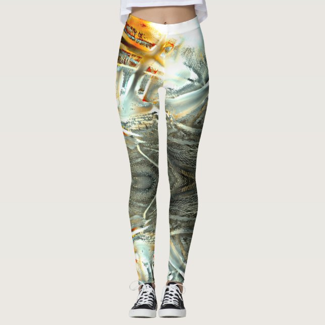 Freak gray texture burning parts to digital cutout leggings (Front)