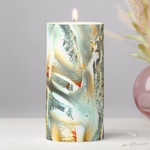Freak gray texture burning parts to digital cutout pillar candle