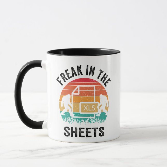 FREAK IN THE SHEETS SASQUATCH RETRO SUNSET MUG (Left)