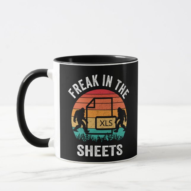 FREAK IN THE SHEETS SASQUATCH RETRO SUNSET MUG (Left)