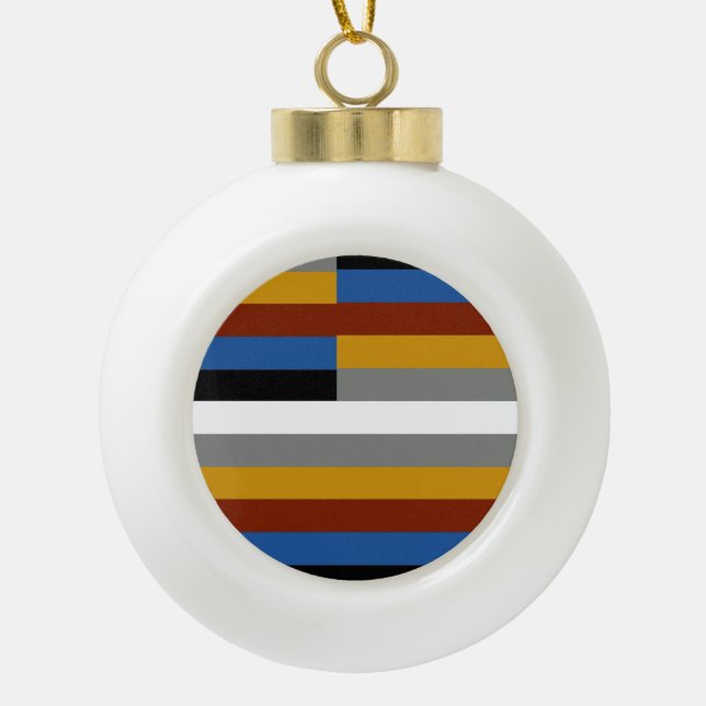 Freak Pride Flag Ceramic Ball Christmas Ornament (Front)