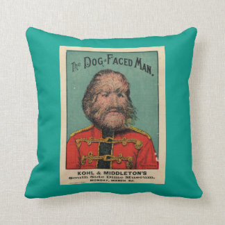 Freak Show Dog Face Man Throw Pillow