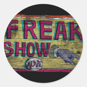Freak Show Vintage Banner Classic Round Sticker