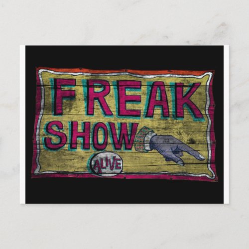 Freak Show Vintage Banner Postcard