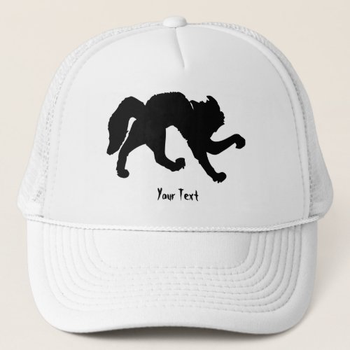 Freaked out black cat trucker hat