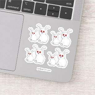 Freaked White bunnies with red eyes Halloween Sticker