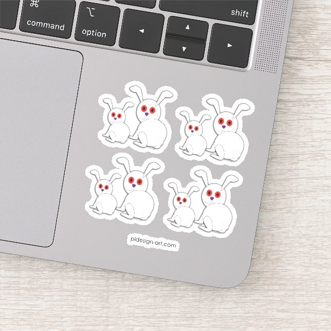 Freaked White bunnies with red eyes Halloween Sticker (Detail)