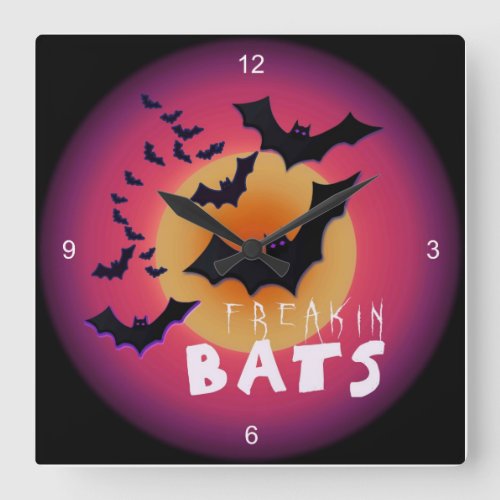 Freakin Bats Halloween ID223 Square Wall Clock