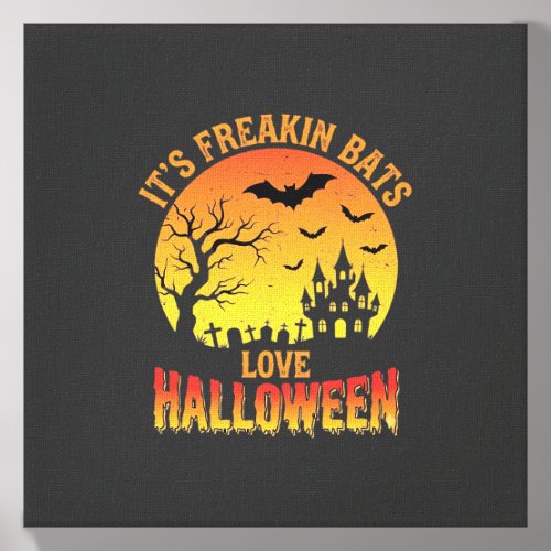 Freakin Bats Love Halloween Haunted Castle Design_ Canvas Photo Tile