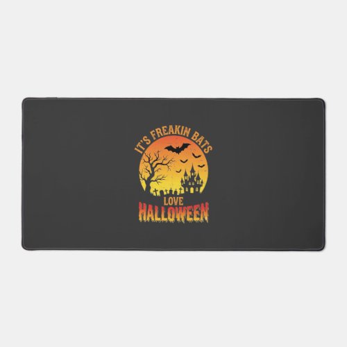 Freakin Bats Love Halloween Haunted Castle Design_ Desk Mat