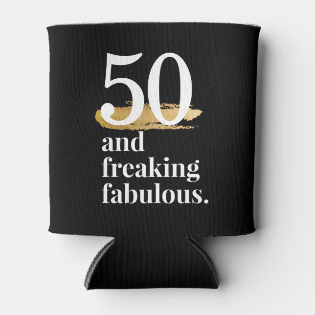 Freaking Fabulous Birthday Custom Age Can Holder Can Cooler (Front)