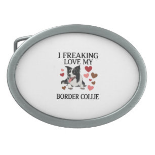 Freaking Love Border Collie Dog Hearts_1 Belt Buckle