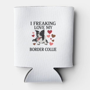 Freaking Love Border Collie Dog Hearts_1 Can Cooler