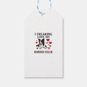 Freaking Love Border Collie Dog Hearts_1 Gift Tags