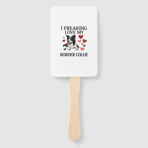 Freaking Love Border Collie Dog Hearts_1 Hand Fan