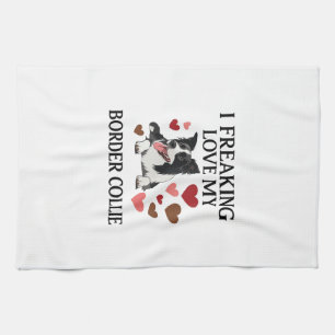 Freaking Love Border Collie Dog Hearts_1 Kitchen Towel