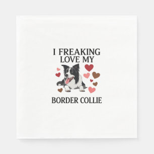Freaking Love Border Collie Dog Hearts_1 Napkins