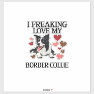 Freaking Love Border Collie Dog Hearts_1 Sticker