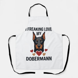 Freaking Love Dobermann Dog Red Hearts_1 Apron