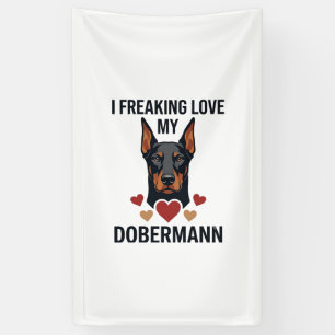 Freaking Love Dobermann Dog Red Hearts_1 Banner