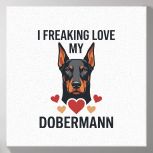 Freaking Love Dobermann Dog Red Hearts_1 Canvas Photo Tile