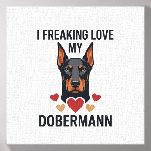 Freaking Love Dobermann Dog Red Hearts_1 Canvas Photo Tile