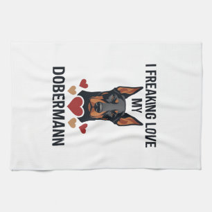 Freaking Love Dobermann Dog Red Hearts_1 Kitchen Towel