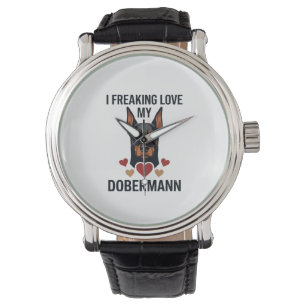 Freaking Love Dobermann Dog Red Hearts_1 Watch