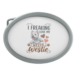 Freaking Love Westie Dog Hearts Paws_1 Belt Buckle