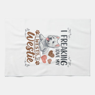 Freaking Love Westie Dog Hearts Paws_1 Kitchen Towel