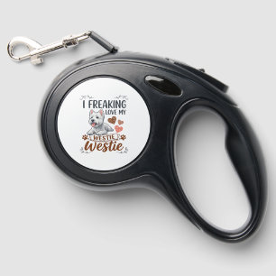 Freaking Love Westie Dog Hearts Paws_1 Retractable Pet Leash