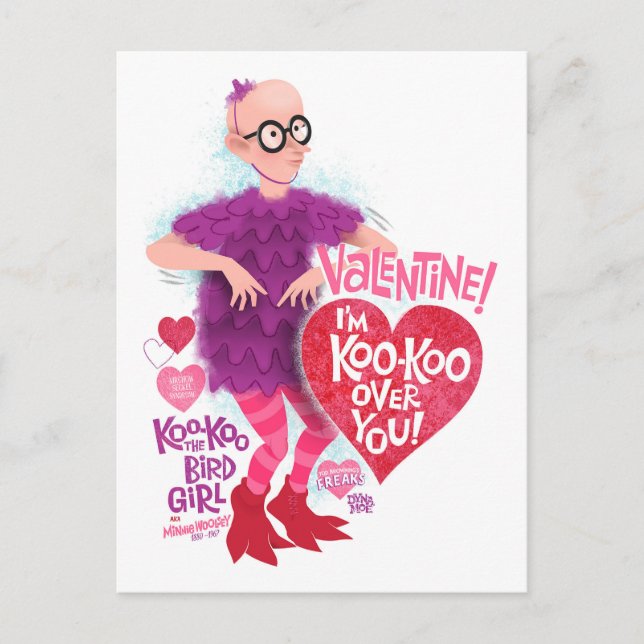 FREAKS Valentine: I'm Koo-Koo Over You! Postcard (Front)