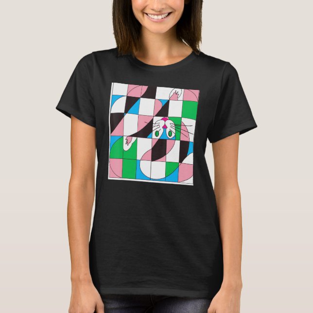 Freaky cat meme meow kitty cute kitten optical ill T-Shirt (Front)