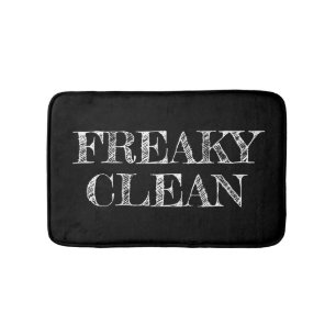 Freaky clean Halloween hipster funny humor quote Bath Mat