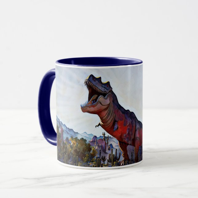 Freaky Dinosaur in the Desert Art Mug Cup (Front Left)