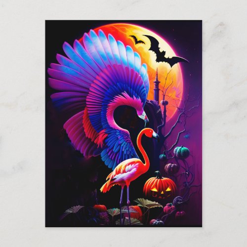 Freaky Halloween Flamingo Horror Postcard
